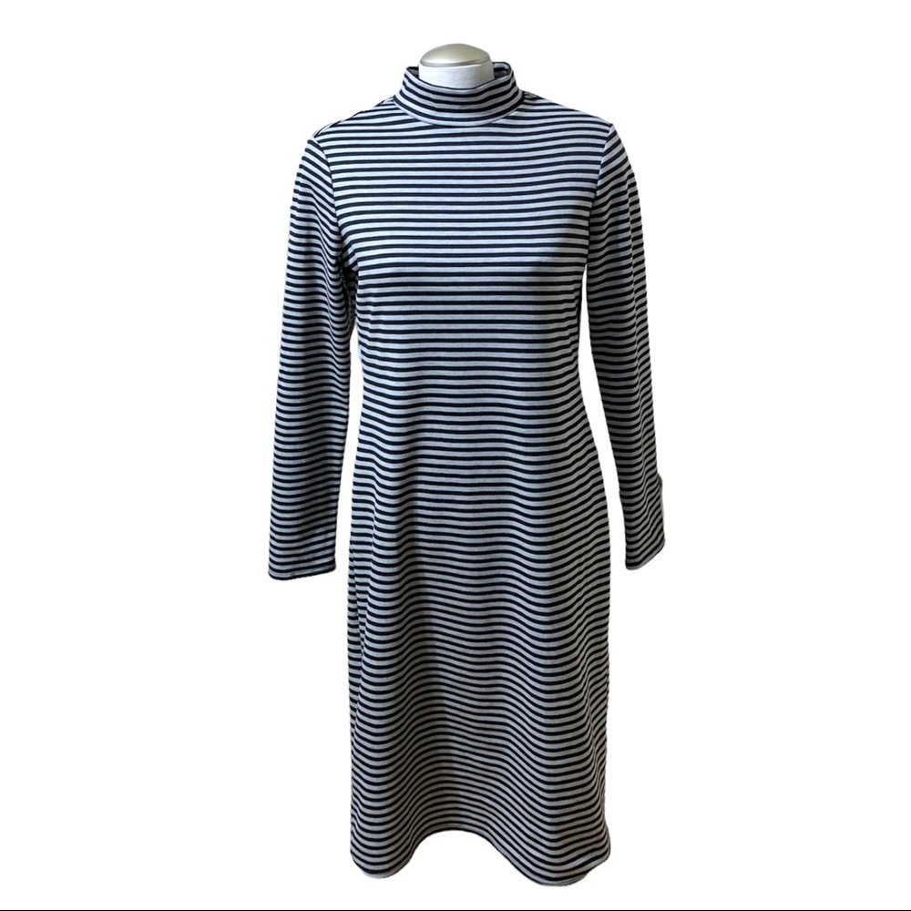 OLIVIA RAE Black Stripes Mock Neck Midi Dress Size XL